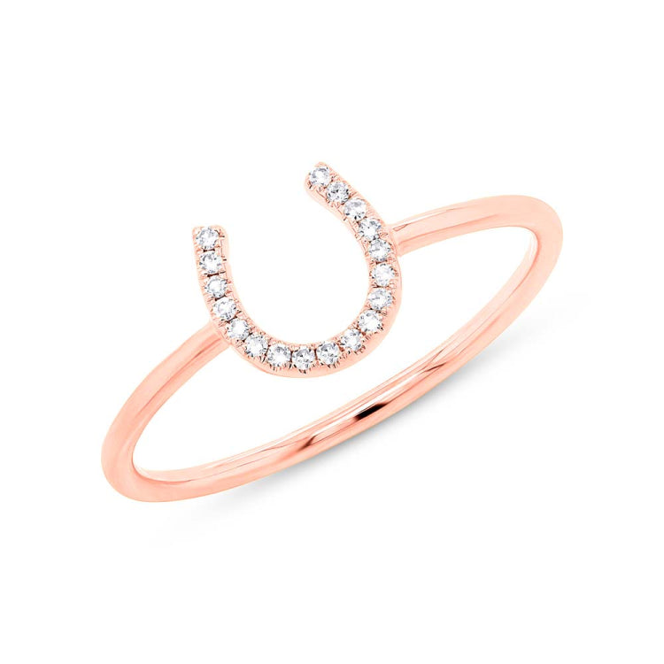 0.06ct 14k Rose Gold Diamond Horseshoe Ring 0.06ct 14k Rose Gold Diamond Horseshoe Ring