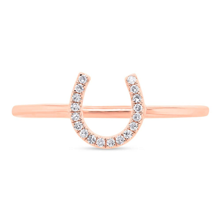 0.06ct 14k Rose Gold Diamond Horseshoe Ring 0.06ct 14k Rose Gold Diamond Horseshoe Ring