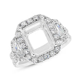 2.30ct 18k White Gold Diamond Semi-mount Ring for 11x9mm Center Size 12