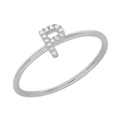0.04ct 14k White Gold Diamond Lady's Ring - Letter P 0.04ct 14k White Gold Diamond Lady's Ring - Letter P
