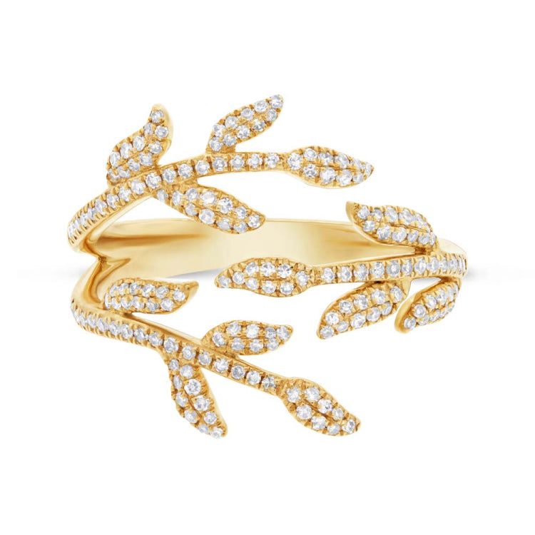 0.44ct 14k Yellow Gold Diamond Leaf Ring Size 6.5 0.44ct 14k Yellow Gold Diamond Leaf Ring Size 6.5