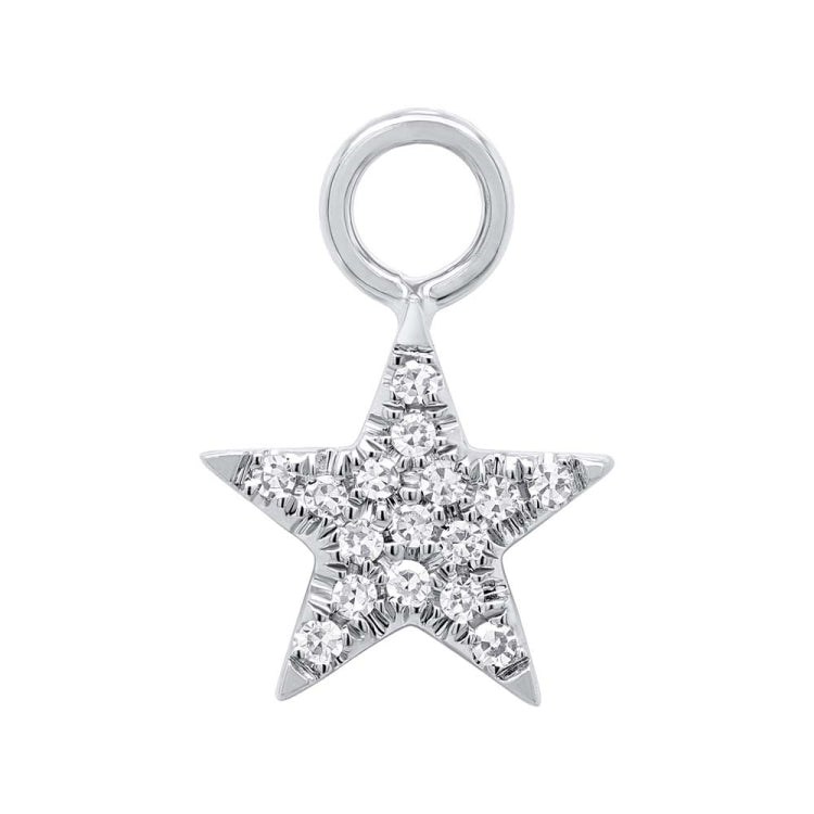 0.04ct 14k White Gold Diamond Pave Star Hoop Charm 0.04ct 14k White Gold Diamond Pave Star Hoop Charm