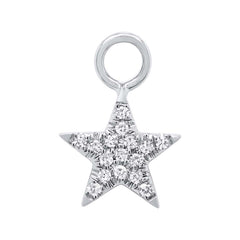 0.04ct 14k White Gold Diamond Pave Star Hoop Charm 0.04ct 14k White Gold Diamond Pave Star Hoop Charm