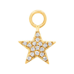 0.04ct 14k Yellow Gold Diamond Pave Star Hoop Charm 0.04ct 14k Yellow Gold Diamond Pave Star Hoop Charm