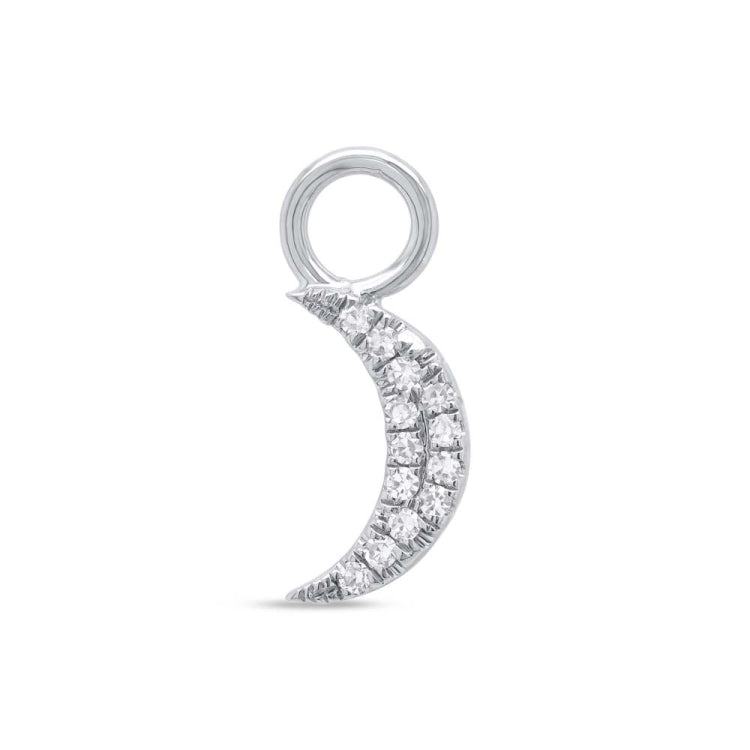 0.04ct 14k White Gold Diamond Pave Moon Hoop Charm 0.04ct 14k White Gold Diamond Pave Moon Hoop Charm