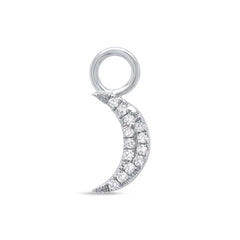 0.04ct 14k White Gold Diamond Pave Moon Hoop Charm 0.04ct 14k White Gold Diamond Pave Moon Hoop Charm