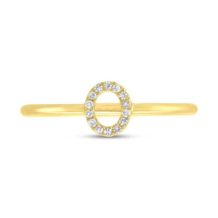 0.04ct 14k Yellow Gold Diamond Lady's Ring - Letter O 0.04ct 14k Yellow Gold Diamond Lady's Ring - Letter O