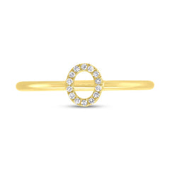 0.04ct 14k Yellow Gold Diamond Lady's Ring - Letter O 0.04ct 14k Yellow Gold Diamond Lady's Ring - Letter O