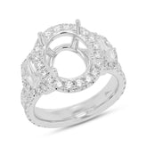 2.13ct 18k White Gold Diamond Semi-mount Ring for 12x10mm Center