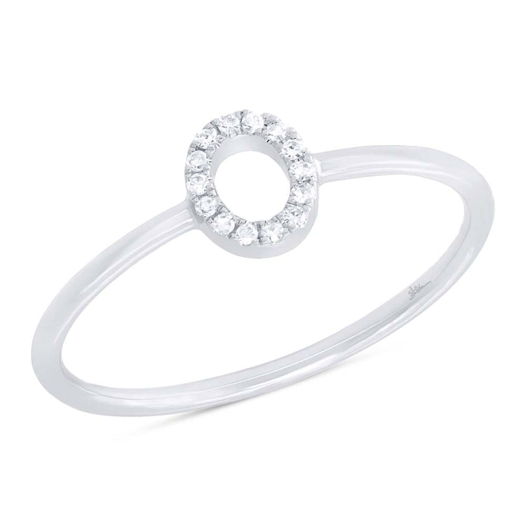 0.04ct 14k White Gold Diamond Lady's Ring - Letter O 0.04ct 14k White Gold Diamond Lady's Ring - Letter O