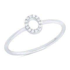 0.04ct 14k White Gold Diamond Lady's Ring - Letter O 0.04ct 14k White Gold Diamond Lady's Ring - Letter O