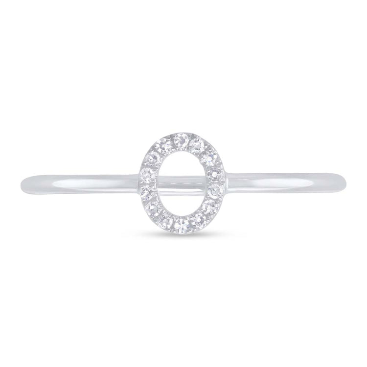 0.04ct 14k White Gold Diamond Lady's Ring - Letter O 0.04ct 14k White Gold Diamond Lady's Ring - Letter O
