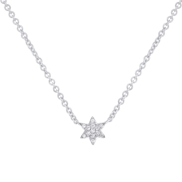 0.03ct 14k White Gold Diamond Star of David Necklace 0.03ct 14k White Gold Diamond Star of David Necklace