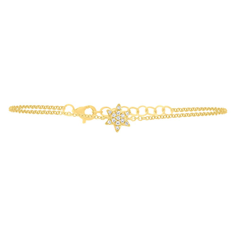 0.03ct 14k Yellow Gold Diamond Star of David Bracelet 0.03ct 14k Yellow Gold Diamond Star of David Bracelet