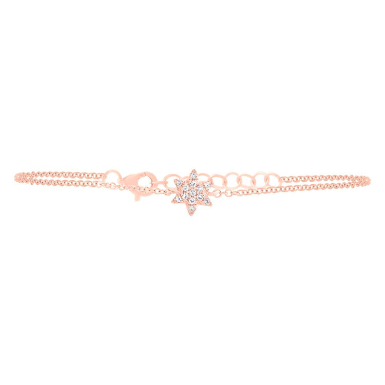 0.03ct 14k Rose Gold Diamond Star of David Bracelet 0.03ct 14k Rose Gold Diamond Star of David Bracelet