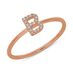 0.06ct 14k Rose Gold Diamond Lady's Ring - Letter B 0.06ct 14k Rose Gold Diamond Lady's Ring - Letter B