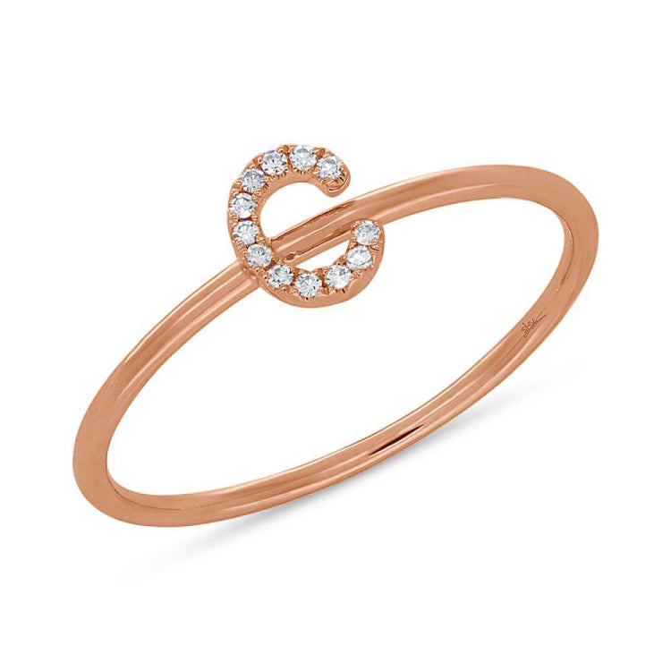 0.04ct 14k Rose Gold Diamond Lady's Ring - Letter C 0.04ct 14k Rose Gold Diamond Lady's Ring - Letter C