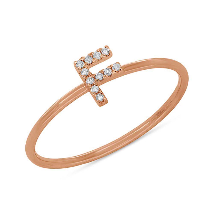 0.04ct 14k Rose Gold Diamond Lady's Ring - Letter F 0.04ct 14k Rose Gold Diamond Lady's Ring - Letter F