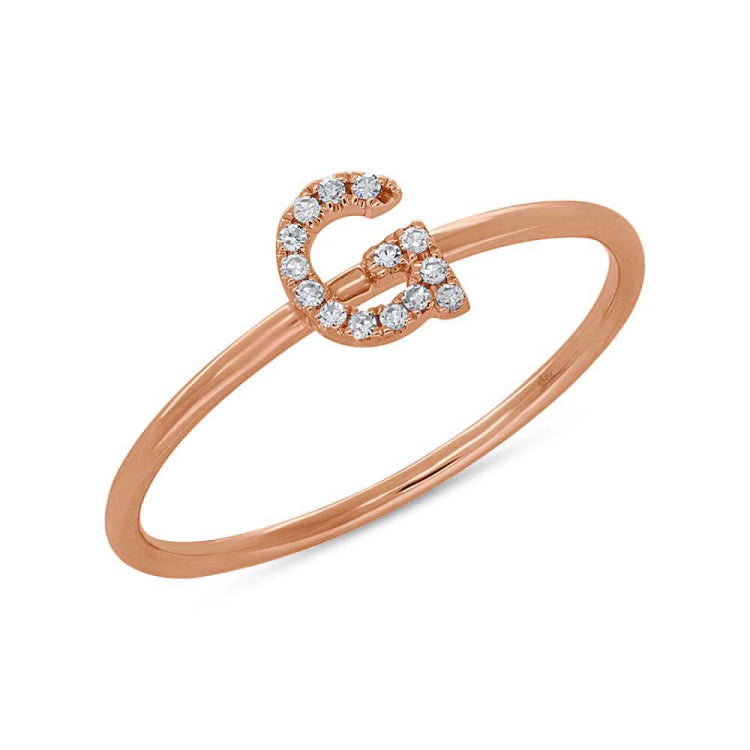 0.05ct 14k Rose Gold Diamond Lady's Ring - Letter G 0.05ct 14k Rose Gold Diamond Lady's Ring - Letter G