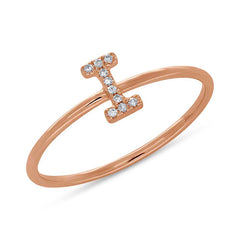 0.03ct 14k Rose Gold Diamond Lady's Ring - Letter I 0.03ct 14k Rose Gold Diamond Lady's Ring - Letter I