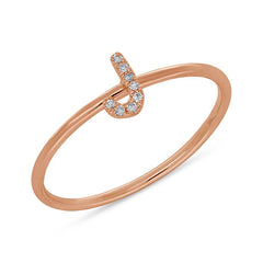 0.03ct 14k Rose Gold Diamond Lady's Ring - Letter J 0.03ct 14k Rose Gold Diamond Lady's Ring - Letter J