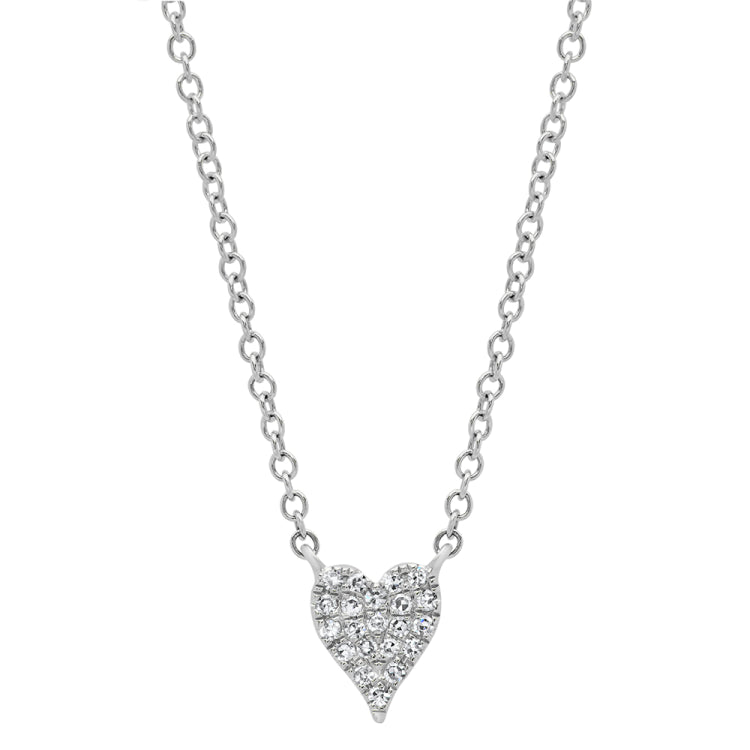 0.05ct 14k White Gold Diamond Pave Heart Necklace 0.05ct 14k White Gold Diamond Pave Heart Necklace
