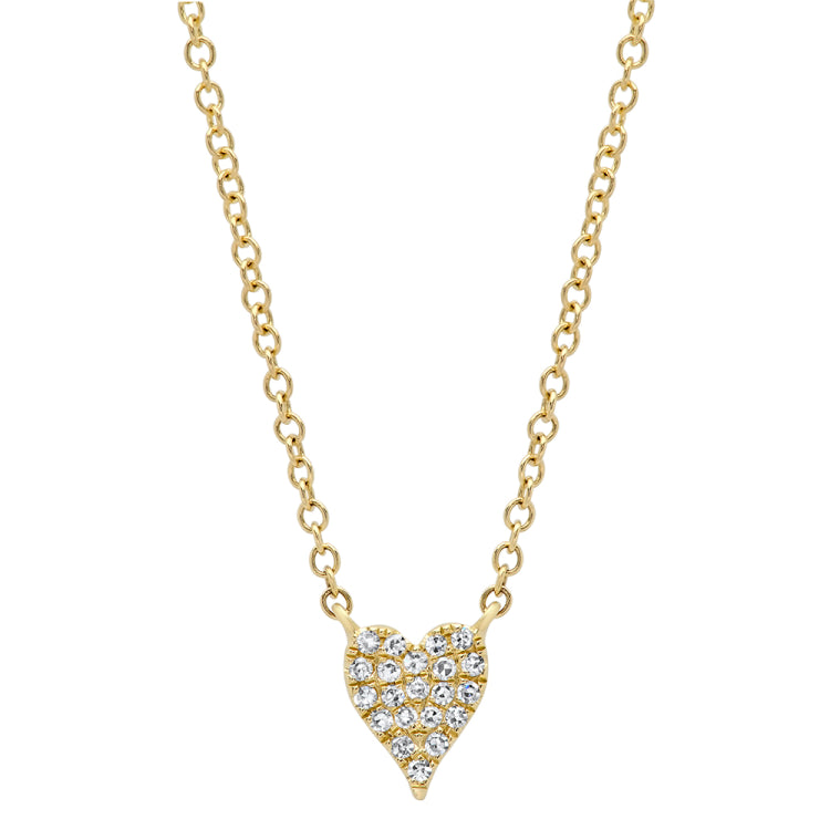 0.05ct 14k Yellow Gold Diamond Pave Heart Necklace 0.05ct 14k Yellow Gold Diamond Pave Heart Necklace