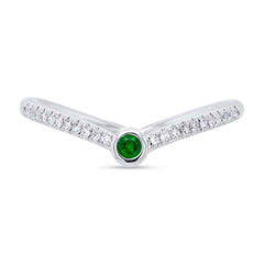 0.06ct Diamond & 0.04ct Emerald 14k White Gold Lady's Ring Size 5.5 0.06ct Diamond & 0.04ct Emerald 14k White Gold Lady's Ring Size 5.5