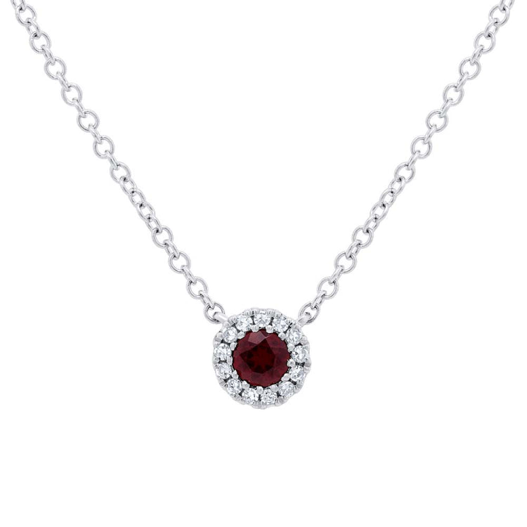 0.04ct Diamond & 0.14ct Red Garnet 14k White Gold Diamond Pendant 0.04ct Diamond & 0.14ct Red Garnet 14k White Gold Diamond Pendant