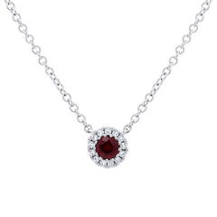 0.04ct Diamond & 0.14ct Red Garnet 14k White Gold Diamond Pendant 0.04ct Diamond & 0.14ct Red Garnet 14k White Gold Diamond Pendant