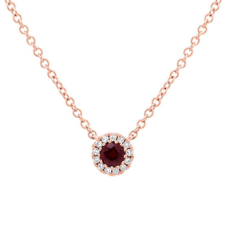 0.04ct Diamond & 0.14ct Red Garnet 14k Rose Gold Diamond Pendant 0.04ct Diamond & 0.14ct Red Garnet 14k Rose Gold Diamond Pendant