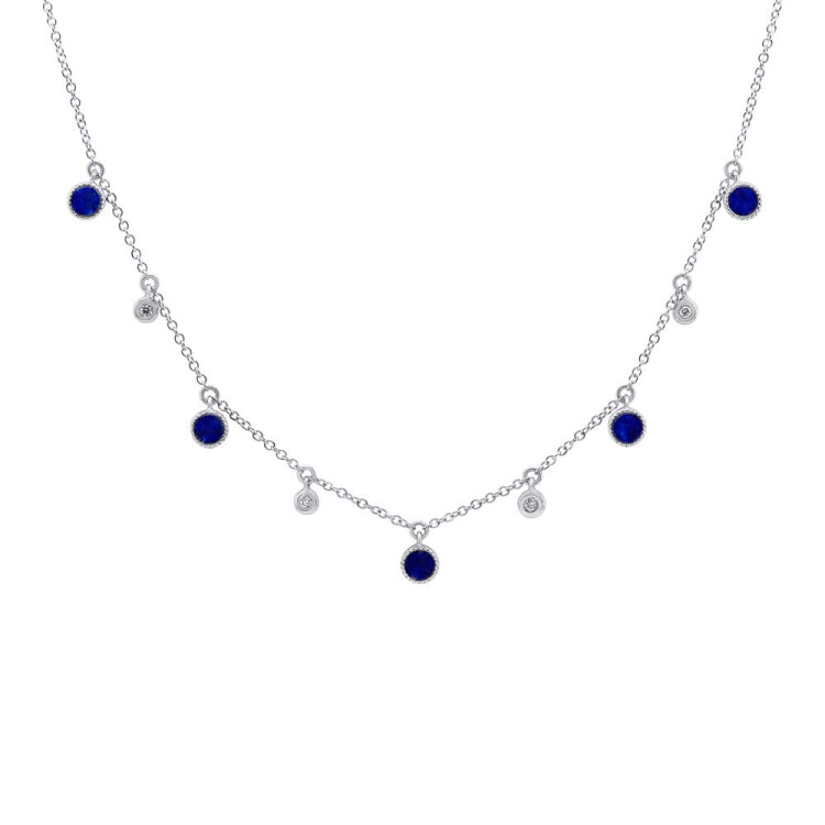 0.04ct Diamond & 0.90ct Lapis 14k White Gold Necklace 0.04ct Diamond & 0.90ct Lapis 14k White Gold Necklace