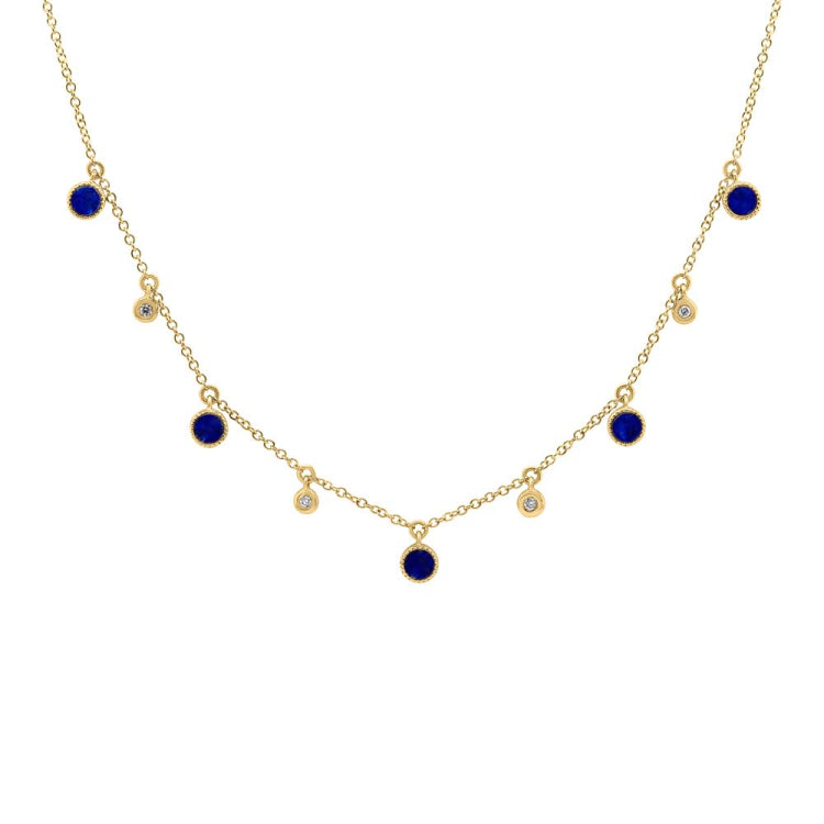0.04ct Diamond & 0.90ct Lapis 14k Yellow Gold Necklace 0.04ct Diamond & 0.90ct Lapis 14k Yellow Gold Necklace