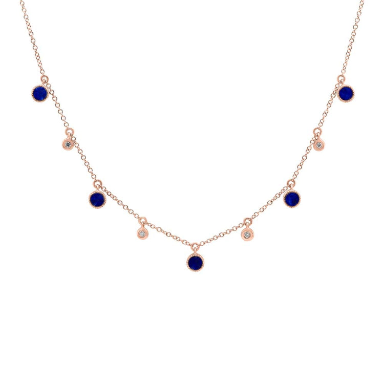 0.04ct Diamond & 0.90ct Lapis 14k Rose Gold Necklace 0.04ct Diamond & 0.90ct Lapis 14k Rose Gold Necklace