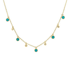 0.04ct Diamond & 0.75ct Composite Turqoise 14k Yellow Gold Necklace 0.04ct Diamond & 0.75ct Composite Turqoise 14k Yellow Gold Necklace