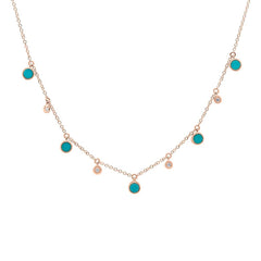 0.04ct Diamond & 0.75ct Composite Turqoise 14k Rose Gold Necklace 0.04ct Diamond & 0.75ct Composite Turqoise 14k Rose Gold Necklace