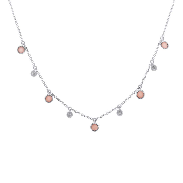 0.04ct Diamond & 0.70ct Pink Opal 14k White Gold Necklace 0.04ct Diamond & 0.70ct Pink Opal 14k White Gold Necklace