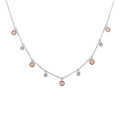 0.04ct Diamond & 0.70ct Pink Opal 14k White Gold Necklace 0.04ct Diamond & 0.70ct Pink Opal 14k White Gold Necklace