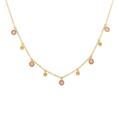 0.04ct Diamond & 0.70ct Pink Opal 14k Yellow Gold Necklace 0.04ct Diamond & 0.70ct Pink Opal 14k Yellow Gold Necklace
