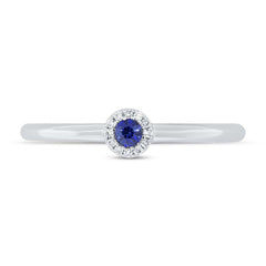 0.04ct Diamond & 0.10ct Blue Sapphire 14k White Gold Ring 0.04ct Diamond & 0.10ct Blue Sapphire 14k White Gold Ring