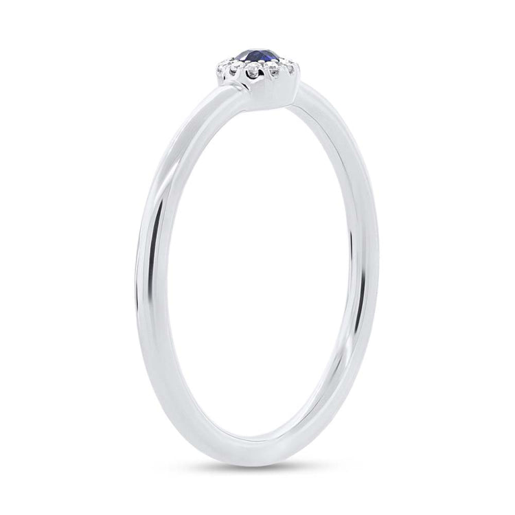 0.04ct Diamond & 0.10ct Blue Sapphire 14k White Gold Ring 0.04ct Diamond & 0.10ct Blue Sapphire 14k White Gold Ring