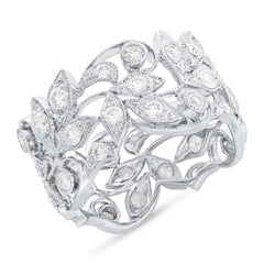 1.60ct 14k White Gold Diamond Leaf Lady's Ring Size 6 1.60ct 14k White Gold Diamond Leaf Lady's Ring Size 6