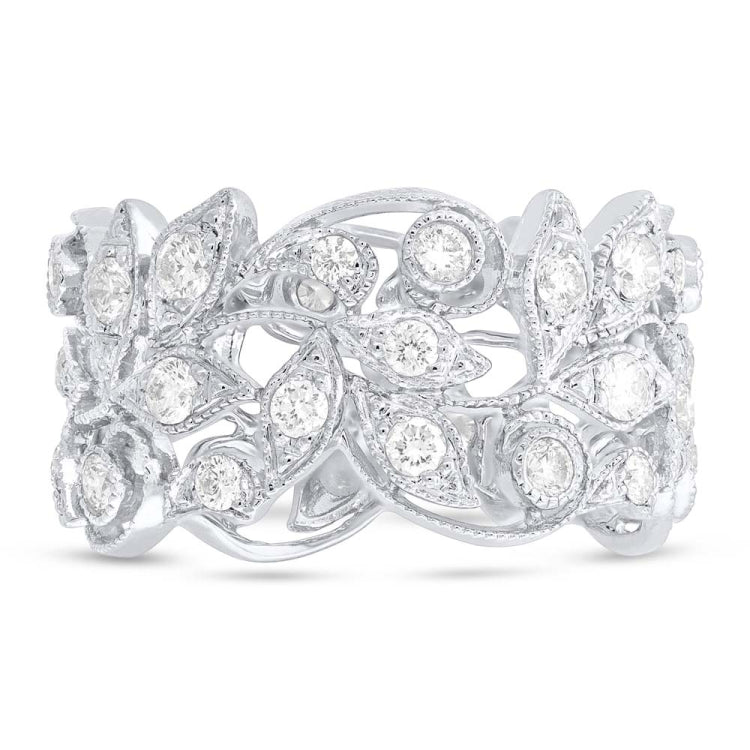 1.60ct 14k White Gold Diamond Leaf Lady's Ring Size 6 1.60ct 14k White Gold Diamond Leaf Lady's Ring Size 6
