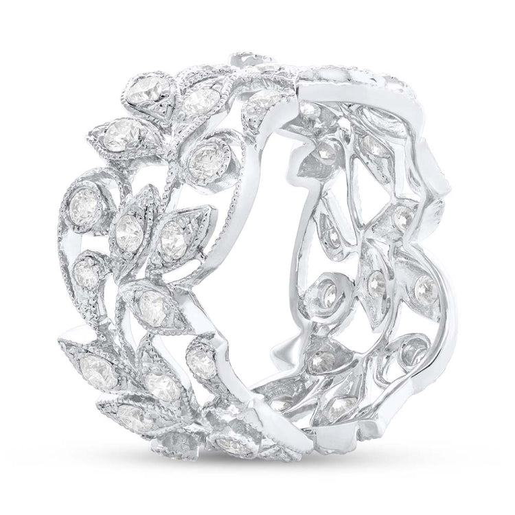 1.60ct 14k White Gold Diamond Leaf Lady's Ring Size 6 1.60ct 14k White Gold Diamond Leaf Lady's Ring Size 6