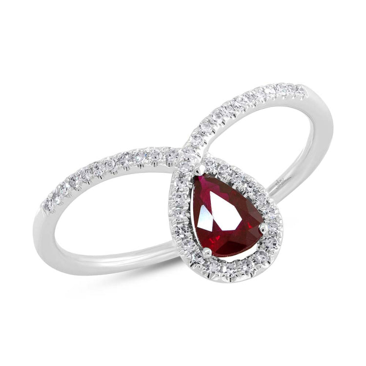 0.11ct Diamond and 0.42ct Ruby 14k White Gold Lady's Ring 0.11ct Diamond and 0.42ct Ruby 14k White Gold Lady's Ring