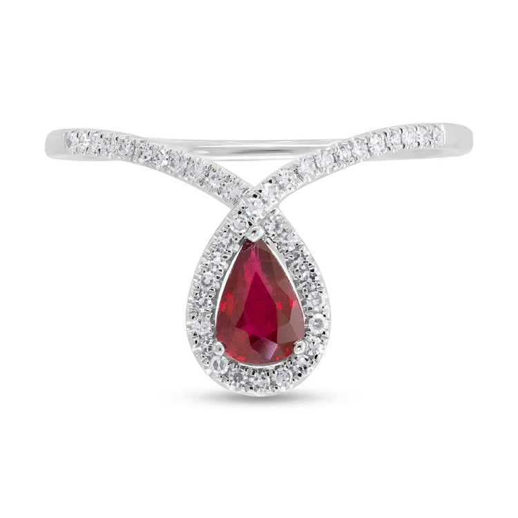0.11ct Diamond and 0.42ct Ruby 14k White Gold Lady's Ring 0.11ct Diamond and 0.42ct Ruby 14k White Gold Lady's Ring