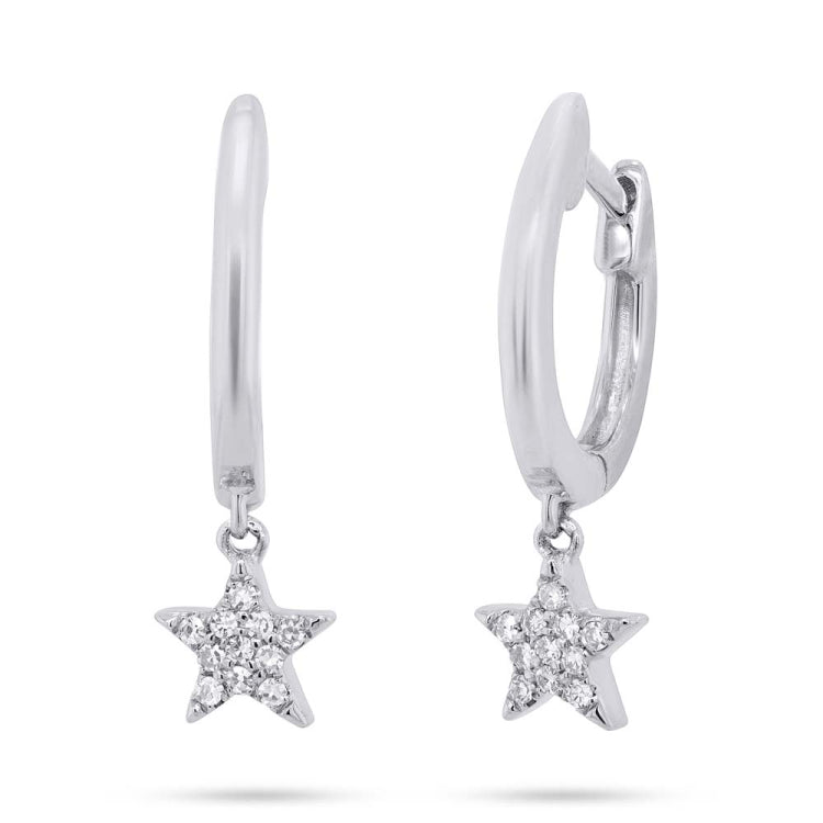0.04ct 14k White Gold Diamond Star Huggie Earring 0.04ct 14k White Gold Diamond Star Huggie Earring