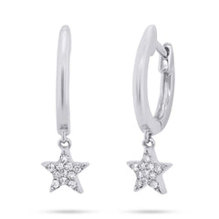 0.04ct 14k White Gold Diamond Star Huggie Earring 0.04ct 14k White Gold Diamond Star Huggie Earring