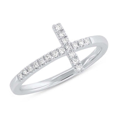0.05ct 14k White Gold Diamond Cross Ring Size 2.5 0.05ct 14k White Gold Diamond Cross Ring Size 2.5