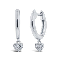 0.04ct 14k White Gold Diamond Pave Heart Huggie Earring 0.04ct 14k White Gold Diamond Pave Heart Huggie Earring